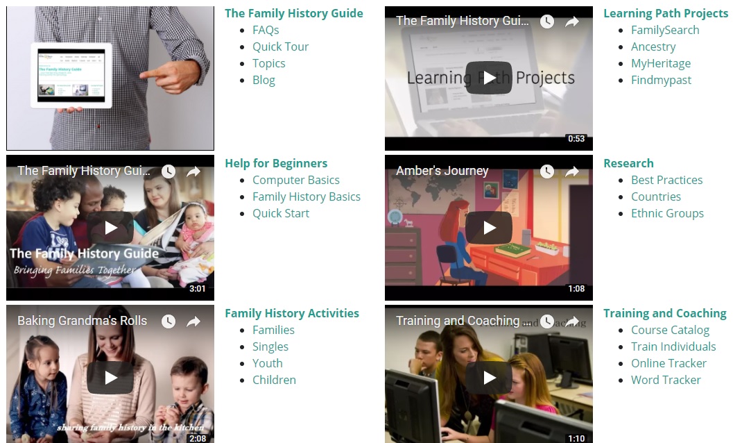 Home Page: Embedded Videos – The Family History Guide Blog